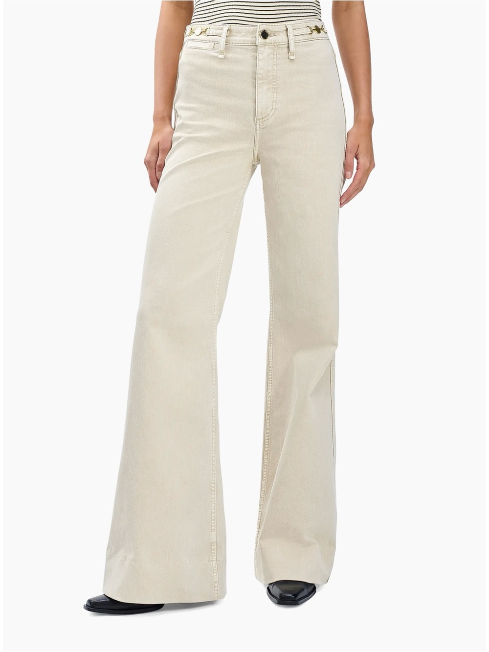 NWT Rag & Bone Skylar Wide-Leg Trouser Jeans Sand Cream 25